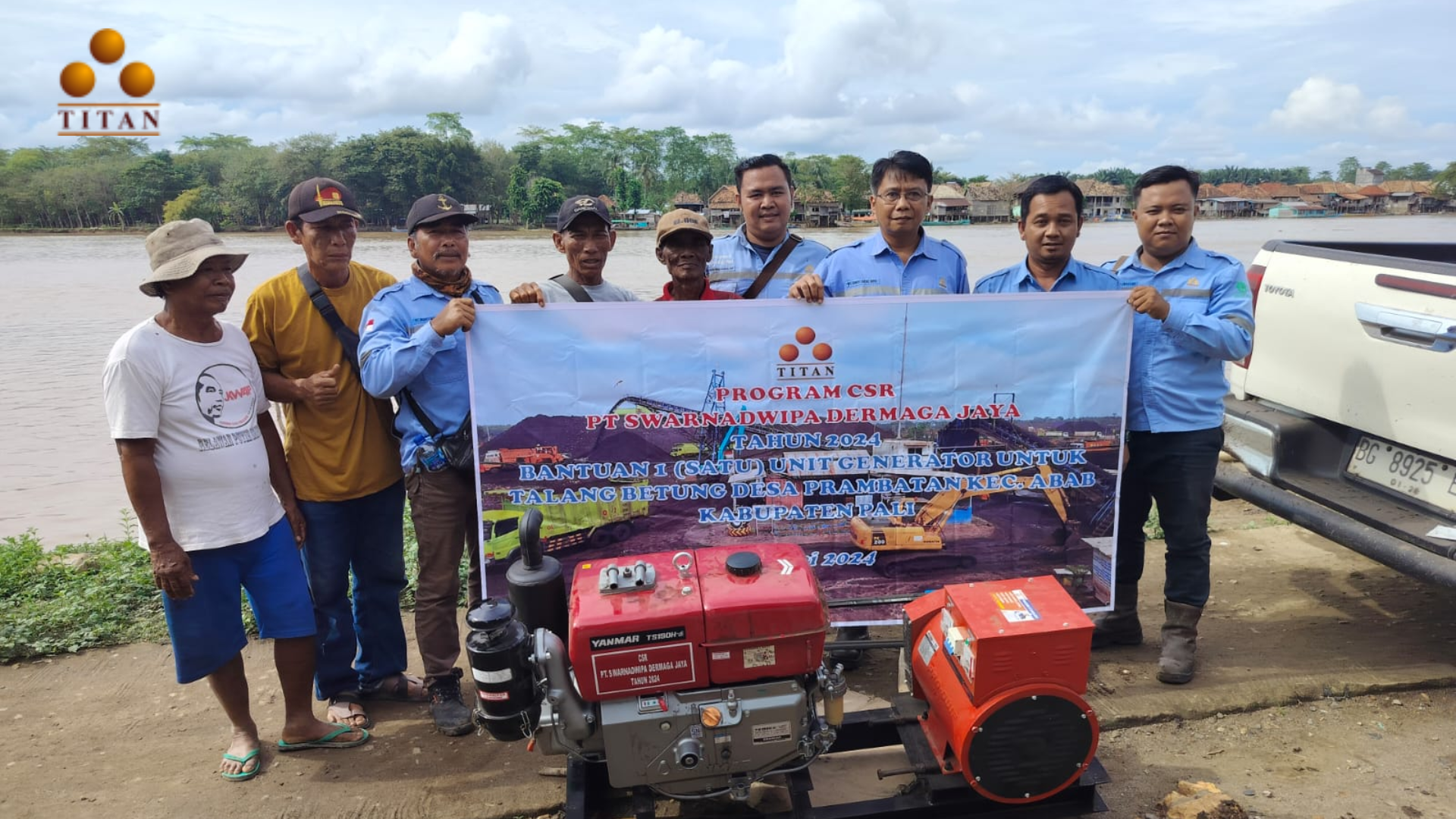 Read more about the article PT Swarnadwipa Dermaga Jaya (Titan Infra Energy) Memberikan Bantuan 1 Unit Mesin Generator